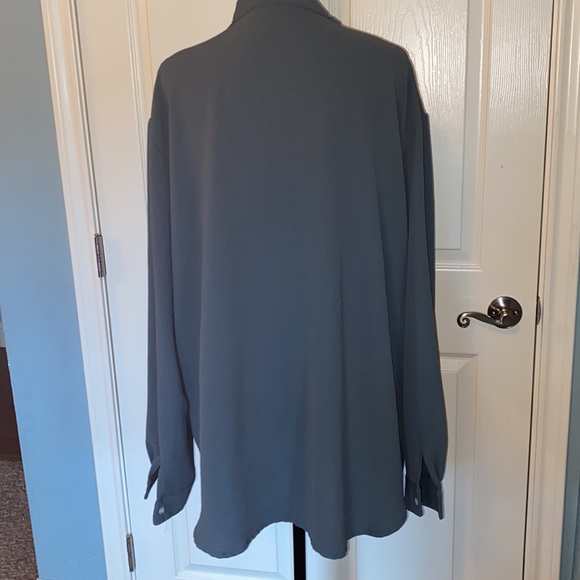 MISSLOOK sage color crinkled silky blouse never worn. Measurements in pics. - Picture 3 of 12